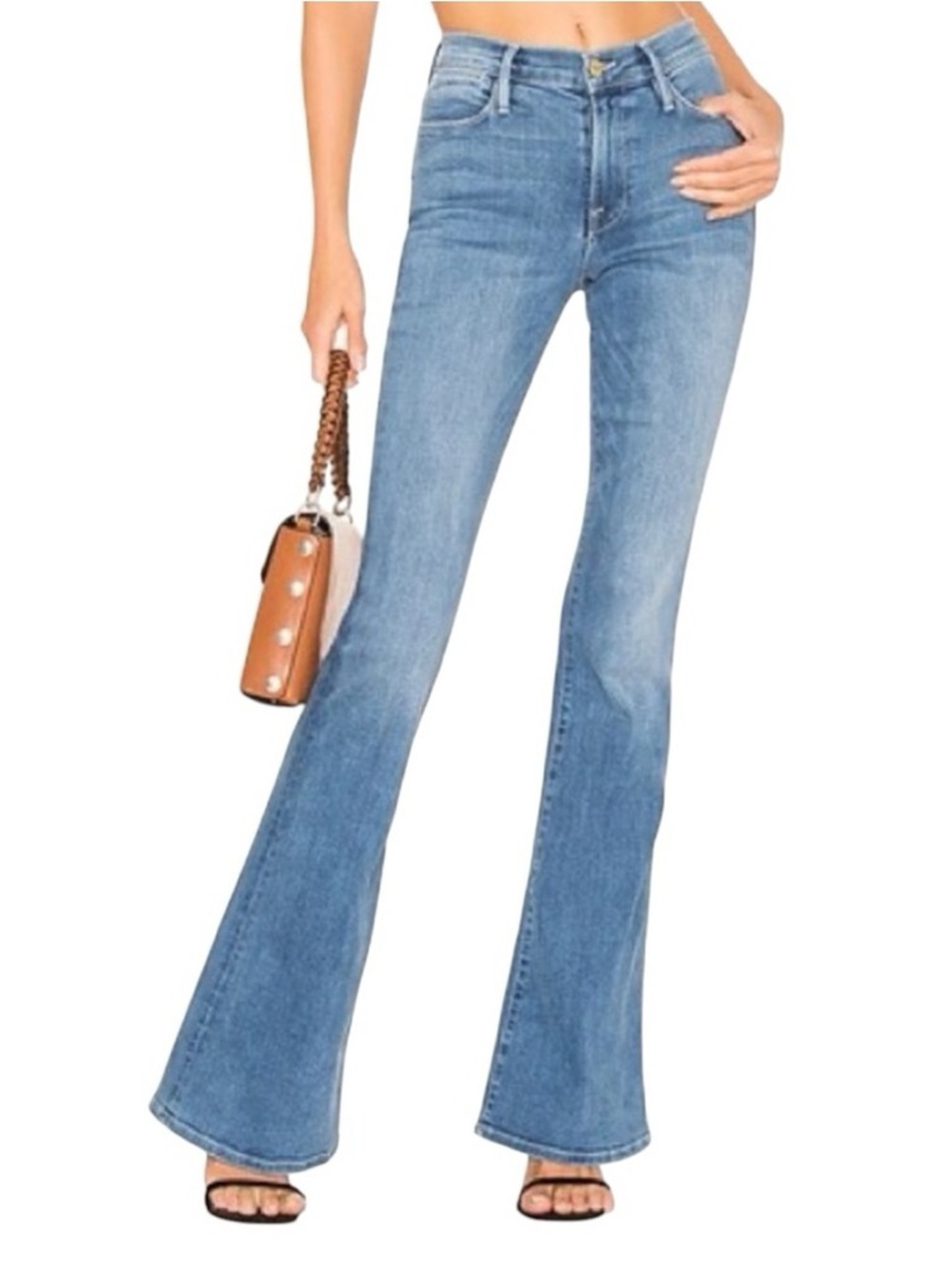 Frame Le High Flare Fountain distressed  Women's Light Blue Flare Jean western